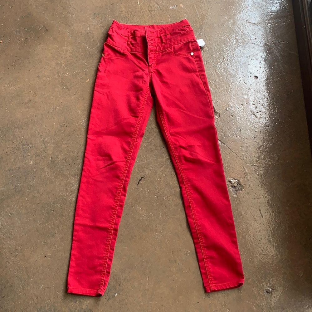 Red High Waisted Skinny Jean
